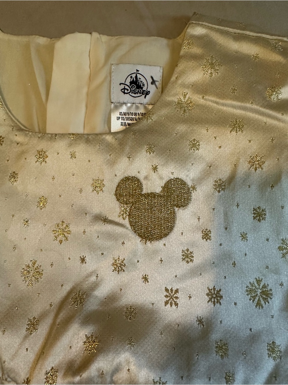 Disney Parks Gold Snowflake Holiday Dress Girls 9/10